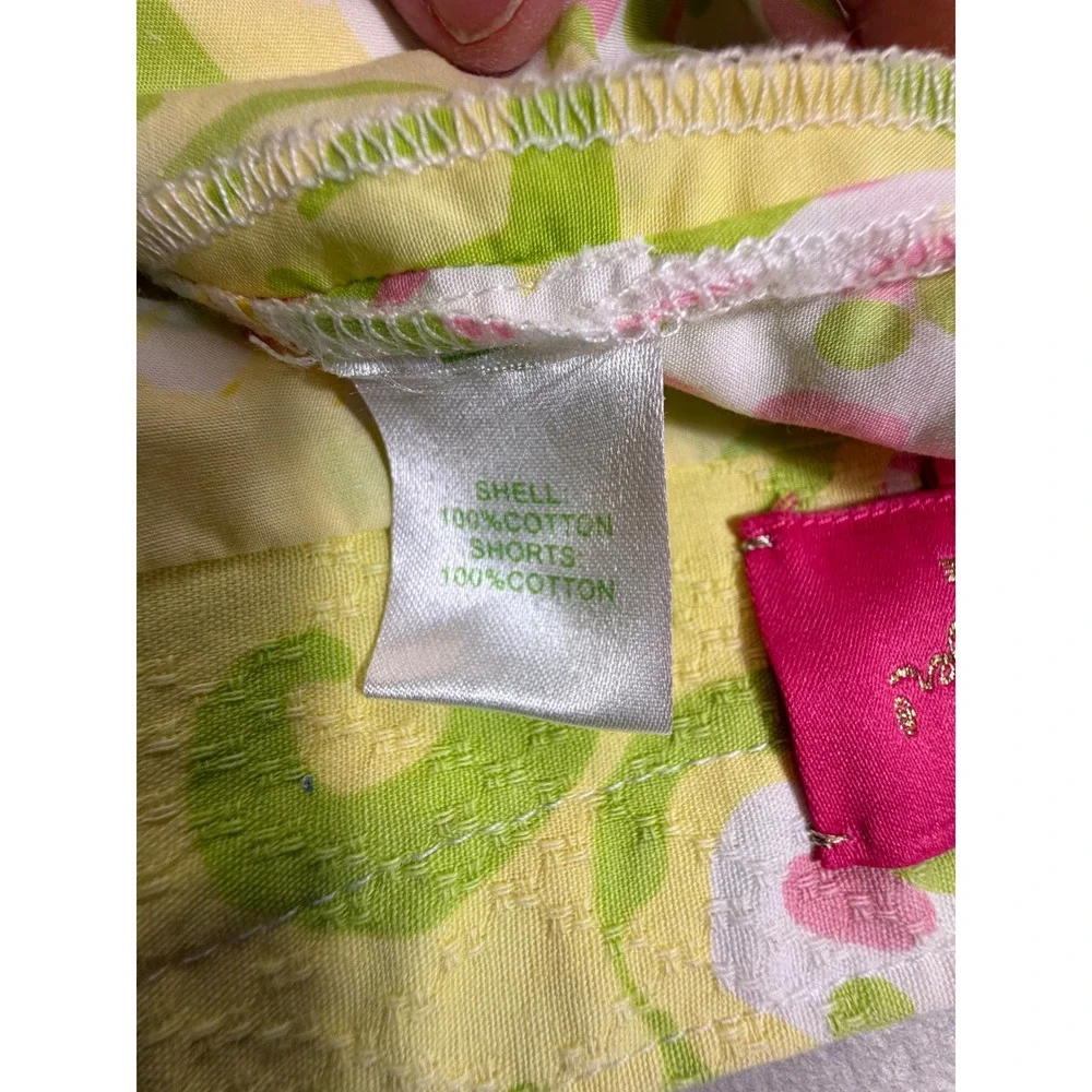 Lilly Pulitzer Jubilee Skort Yellow Green Floral Cotton Mini Size 6